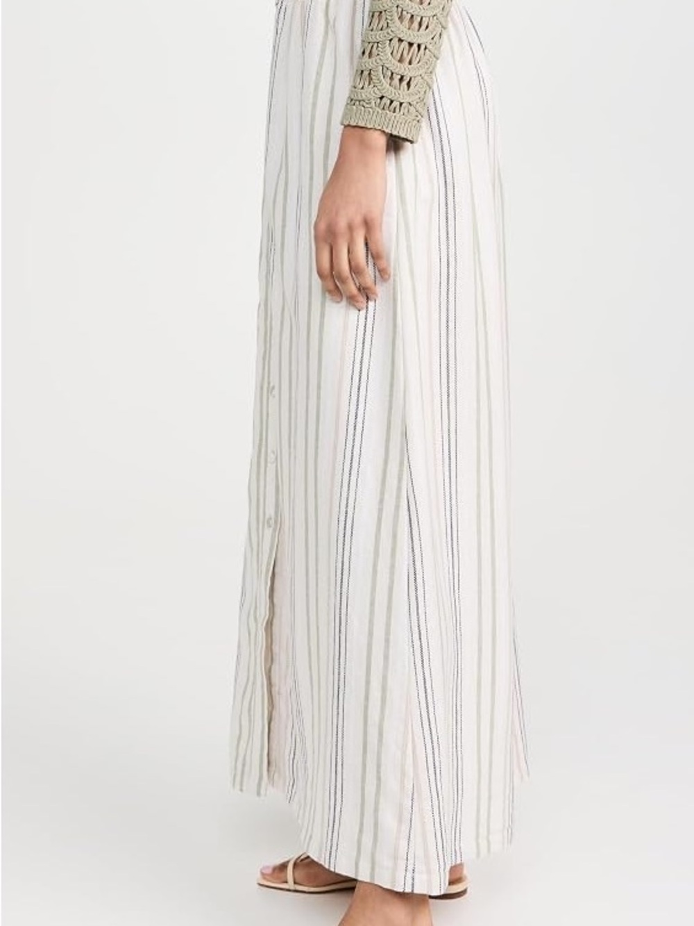 Kenar Ivory and Tan Striped Maxi Skirt